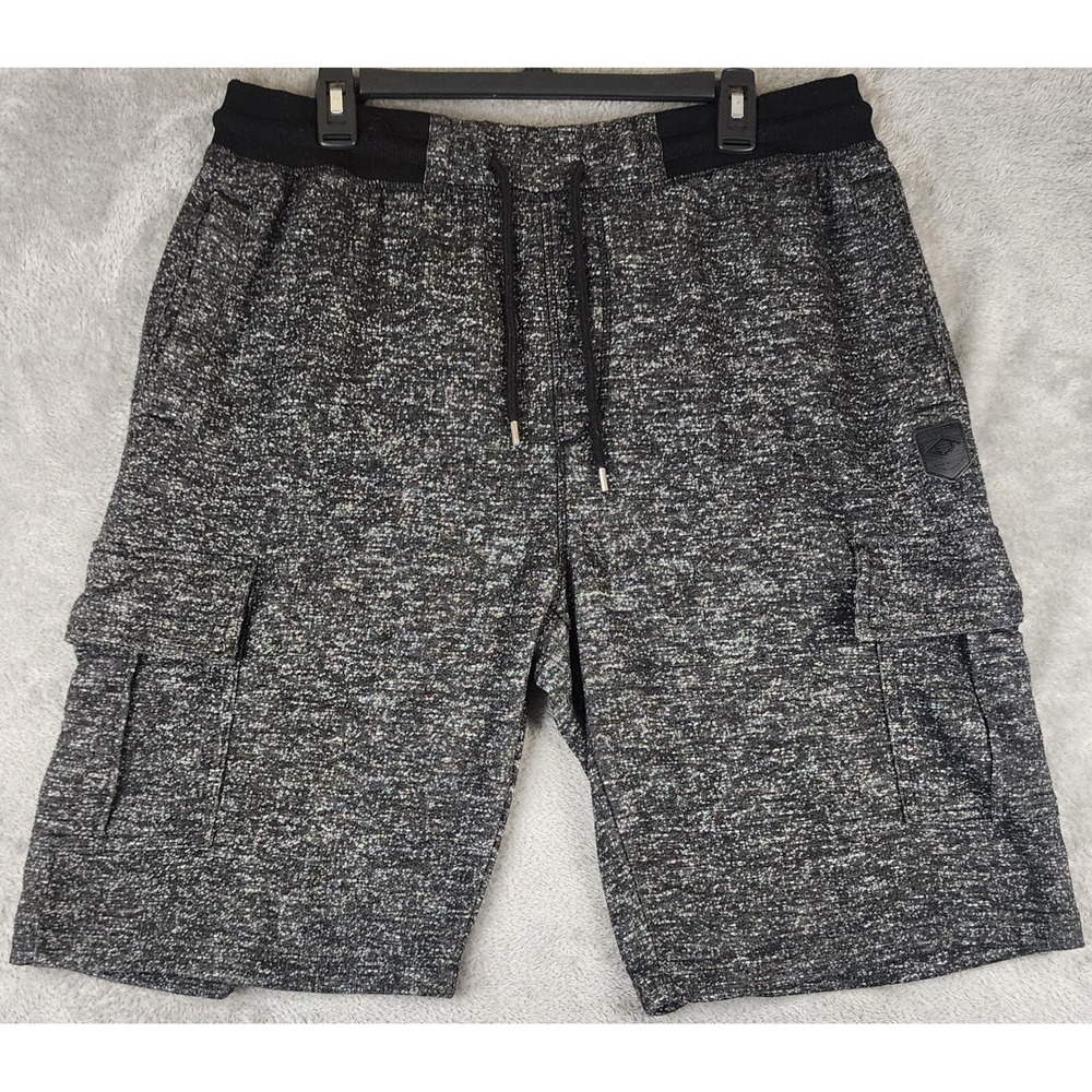 Southpole Shorts Mens XL Black Marled Knit Drawstring Elastic Waistband Cargo